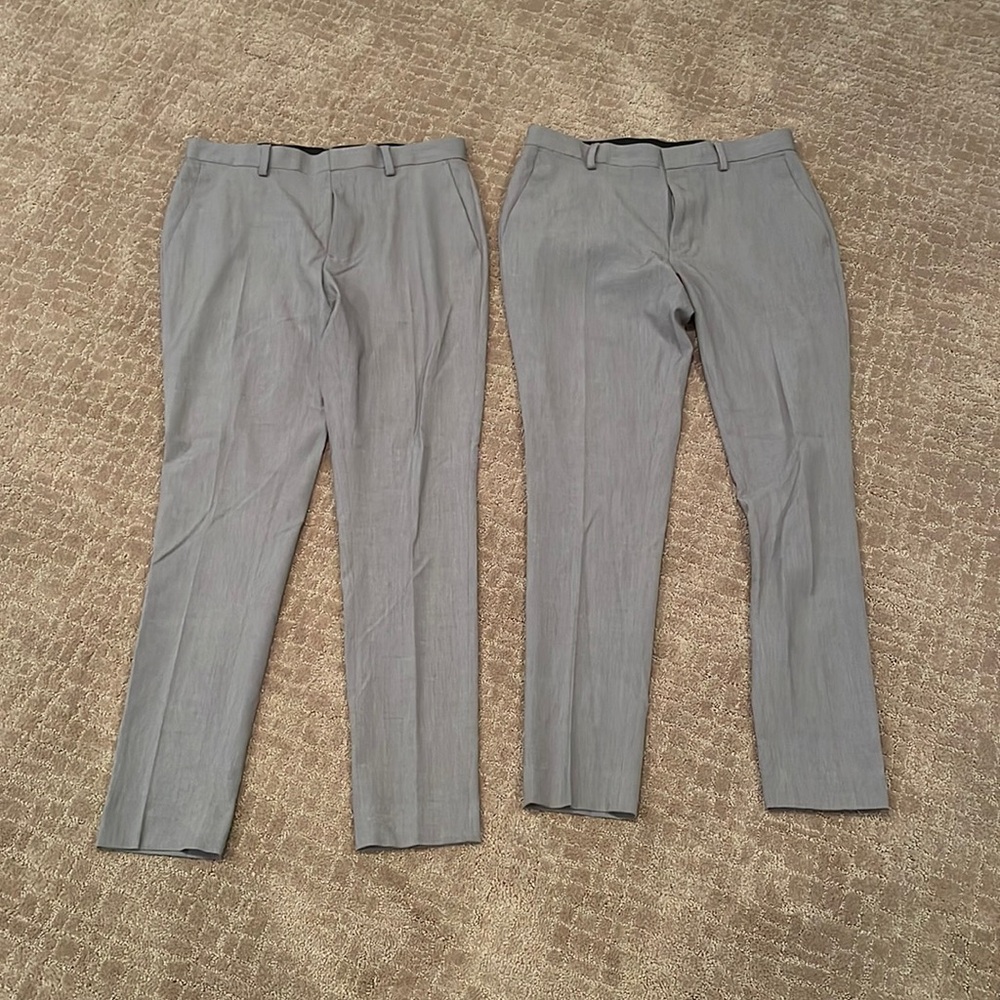 Two pairs of Men’s 30x30 skinny fit gray dress pants
